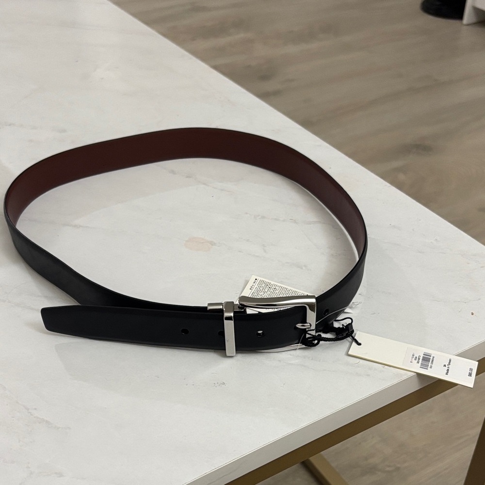 Women’s Reversible Black/Brown Leather Belt with Silver Buckle